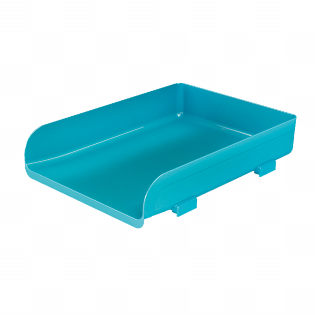 Linea di accessori da scrivania di qualità e stile. Realizzata in materiale infrangibile con accostamenti di finiture lucide e satinate. Vaschette impilabili in linea o a sbalzo. Adatte a contenere fino al formato 23x32cm. Dimensioni: 33,5x25,4x7cm.