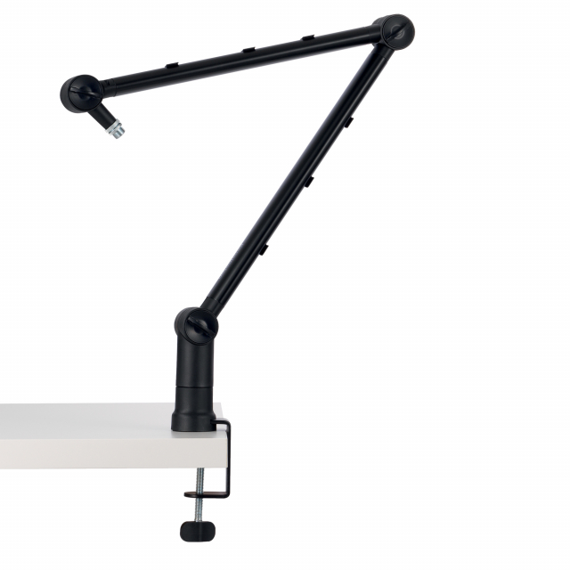 Braccio flessibile per microfoni, webcam e luci (può supportare filettature di montaggio da 3/8”, 1/4” e 5/8”)
Il braccio regolabile con molle interne si regola facilmente all’altezza, all’estensione e alla rotazione desiderate
Base rotante di 360° per ru