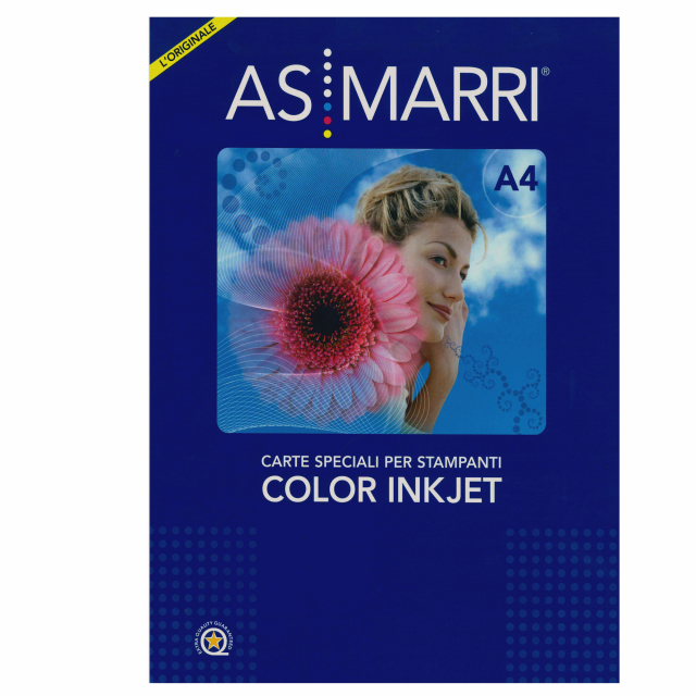 Carta SPALMATA (patinata) universale per immagini grafiche ad alta densità di colore. Effetto fotografico. Per stampanti inkjet. Carta naturale in pura cellulosa spalmata in superficie con prodotti che inibiscono la penetrazione dell'inchiostro e ne conse