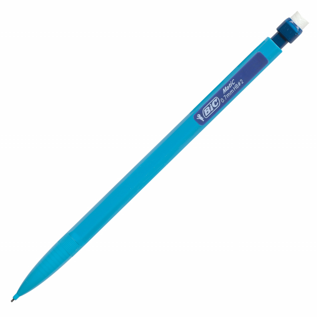 Portamine usa e getta con avanzamento della punta a scatto.
Mina da 0,7mm. Gommino incorporato. Dura 2 volte in più di una normale matita in grafite. 
Colori assortiti.