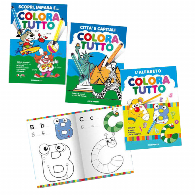 Fantastici album da colorare. Formato 21x29.7cm.
Copertina in cartoncino da 240gr.
12 pagine ( 24 facciate)carta da 120gr.
Finitura con punto metallico.