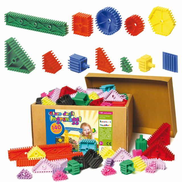 COSTRUZIONI CON PARTICOLARE INCASTRO "A PETTINE" CHE FACILITA L'ASSEMBLAGGIO. UNENDO I VARI PEZZI COLORATI IL BAMBINO PUÒ COSTRUIRE SIMPATICI OGGETTI, IMPARANDO LA DISCRIMINAZIONE DI FORME E COLORI. LA CONFEZIONE COMPRENDE ANCHE UN LIBRETTO D'ISTRUZIONI P