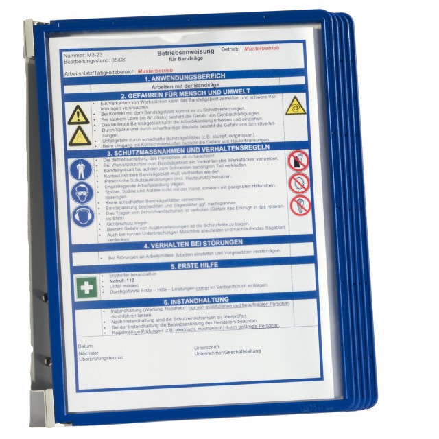 Leggio da parete ideale in ambienti in cui è richiesto un prodotto resistente (es. ufficio posta, magazzino, aree produttive e attività commerciali come porta licenze). Composto da un supporto da muro in acciaio rivestito in plastica e 5 pannelli espositi