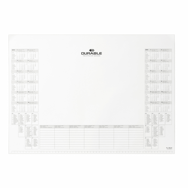 Ricambio blocco appunti da 25 fogli che riporta una sezione con agenda settimanale e calendario 24 mesi multilingue (italiano compreso). Dimensioni 57x41cm.