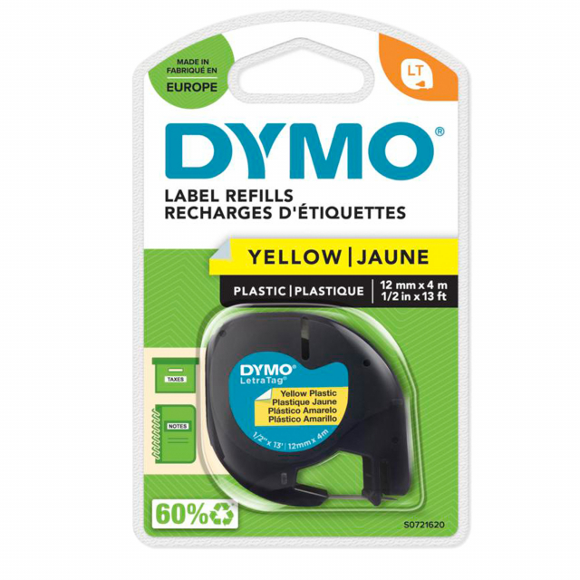 Nastro in plastica per stampa a trasferimento termico. Compatibile con Dymo Letratag.