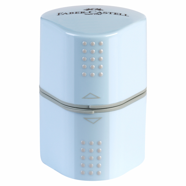 Tempera matite in plastica grigia a 3 fori per matite standard, jumbo e colorate. Adatto per temperare tutte le matite rotonde, triangolari ed esagonali. Dotato di doppio serbatoio.