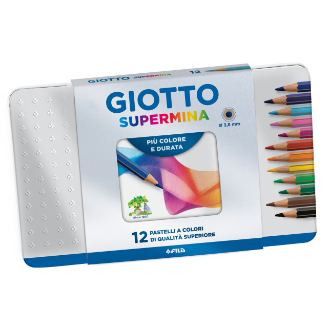 Pastello esagonale "premium" verniciato nel colore della mina con spigoli dorati. Esagono del pastello 7,6 mm per una facile impugnatura. Lunghezza 18cm. Mina extra-large di qualità superiore 3,8 mm, ricca di pigmenti coloranti per un'ottima resa ed una l