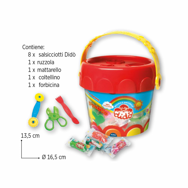 DidòMio Prime Forme è il compagno ideale per il primo approccio alla scoperta delle forme, del colore e della tridimensionalità. All’interno 8 salsicciotti e tanti attrezzi per dar forma all’immaginazione.