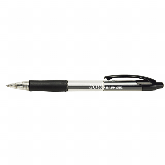 Penna a sfera con meccanismo a scatto. Punta in acciaio inox. Sfera in carburo tugsteno. Inchiostro gel a base d'acqua. Impugnatura in gomma antiscivolo. Refill autopulente. Scrittura morbida e scorrevole.
Punta 0,5mm. Colore: nero.