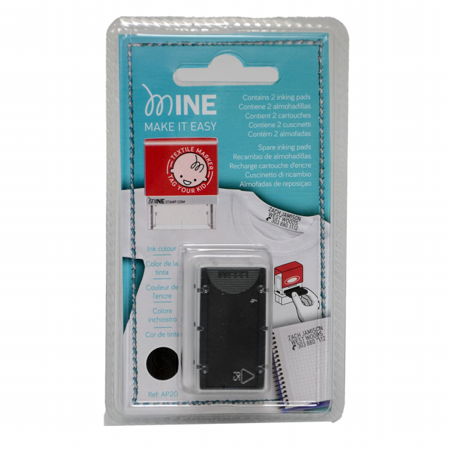 Tampone per timbri autoinchiostranti. Inchiostro speciale per timbri come cotone e poliester. Resistente a numerosi lavaggi anche a 90gradi. Può effettuare circa 1000 timbrature. Montabile sul timbro Mine Colop  cod. 72045.