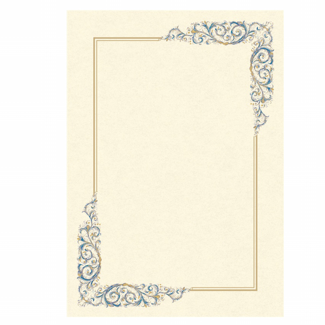 Diploma in carta pergamena da 160gr avorio con stampa offset con decoro in oro in polvere. Il diploma può essere stampato in orizzontale o in verticale.