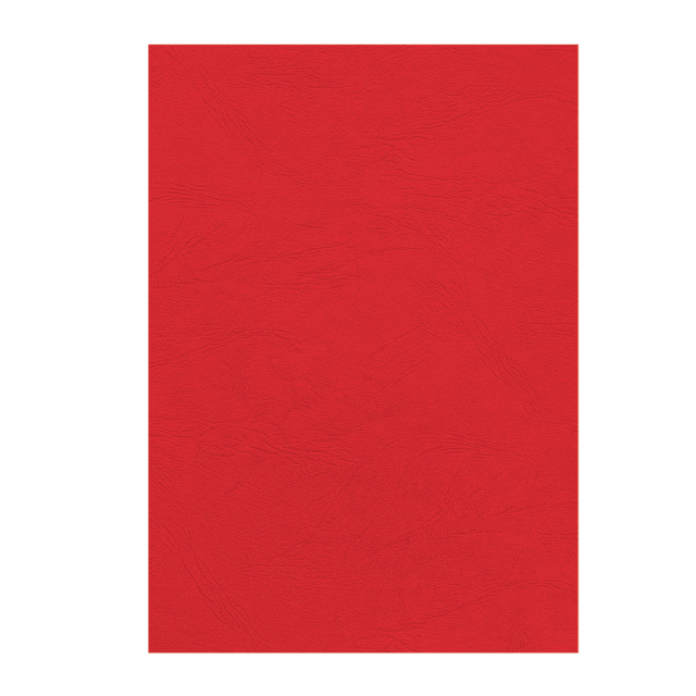 Confezione da 100 copertine per rilegatura formato A4 in cartoncino GOFFRATO SIMILPELLE DA 240 GR. In cartone certificato FSC MIX. Colore Rosso