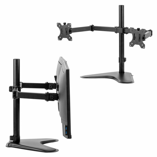 Braccia meccaniche regolabili in altezza e angolatura per ottimizzare la visione dello schermo. Ingombro minimo dello spazio per la massimizzazione del comfort. Sistema di gestione dei cavi intuitivo che aiuta a minimizzare il disordine. Compatibile VESA 