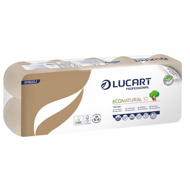 EcoNatural è la linea di prodotti realizzata in Fiberpack®, la materia prima ottenuta dal riciclo delle fibre di cellulosa presenti nei cartoni delle bevande. Carta igienica colore avana in Fiberpack® 2 veli microgoffrata. In rotolo standard 19,8mt, 180st