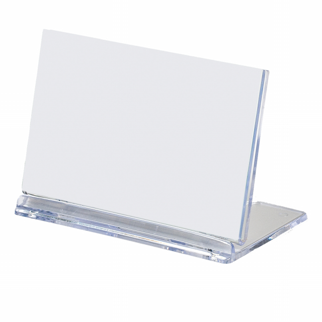 Portanome pieghevole da tavolo in polistirene (PS), formato 8x5cm. Completo di cartoncino scrivibile.