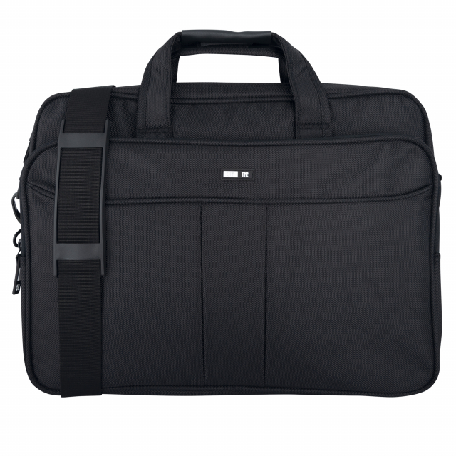 Realizzata in polyestere extra strong. Dotata di doppio scomparto imbotito per notebook 15" e vari tasche portaoggetti. Inclusa tracolla regolabile e fascia posteriore per trolley.