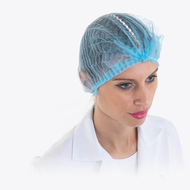 Cuffia in polipropilene, con incorporata una striscia di metallo che ne permette la rilevazione. Taglia unica. Dimensione: 49 x 45,5 cm Peso: 12-14 gr/m2