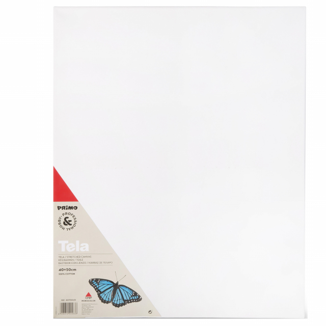 Tela di cotone da 300g a grana media stesa su telaio di legno adatto per tutte le tecniche di pittura, olio, acrilico, tempera. Spessore telaio 1,6cm. Il prodotto è confezionato in un film di termoretraibile con etichetta esplicativa.