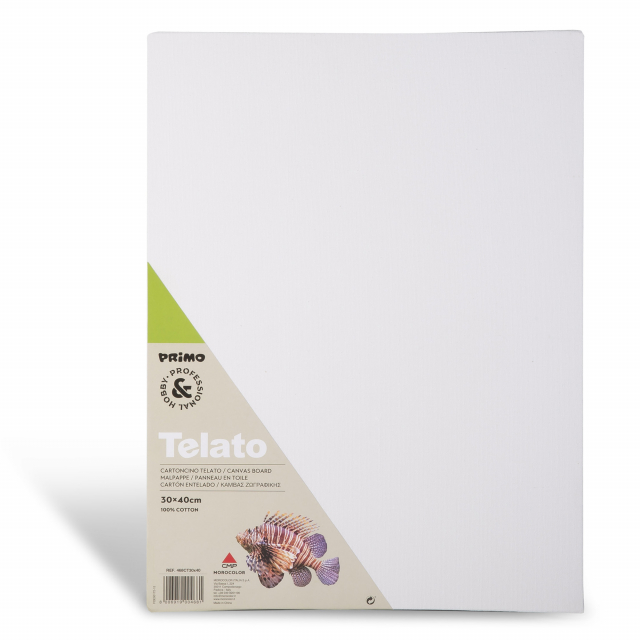 Cartoncino telato molto resistente rivestito con una tela di cotone adatto per tutte le tecniche di pittura, olio, acrilico, tempera. Spessore del cartoncino 0,4cm.  Il prodotto è confezionato in un film di termoretraibile con etichetta esplicativa.