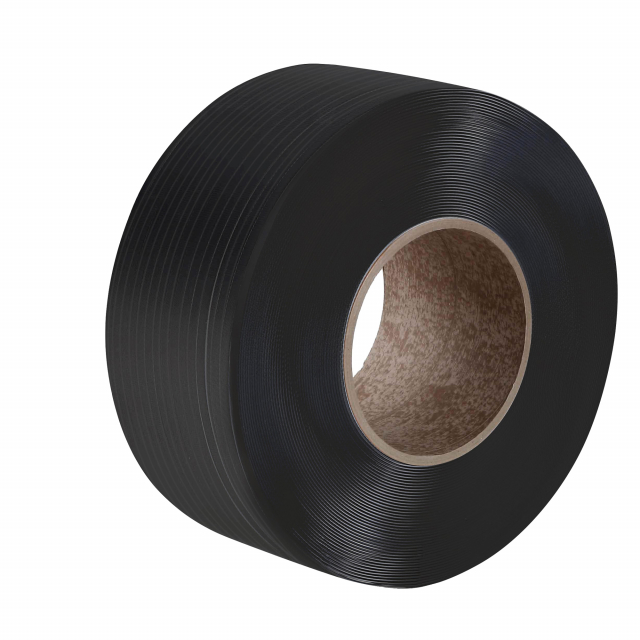 Reggia per utilizzo su apparecchi tendireggia manuali, atossica non biodegradabile, additivi esclusi, totalmente riciclabile. In polipropilene colore nero ad impronta goffrata alta resistenza. Altezza 12mm, spessore 0,5mm. Diametro interno della bobina: 6