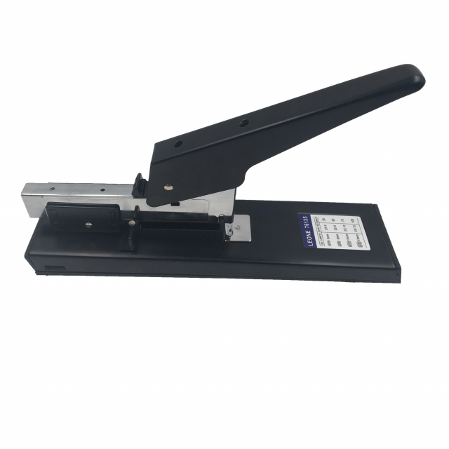 Cucitrice a braccio lungo in acciaio con inserti in gomma e materiale plastico. Punto chiuso e aperto.