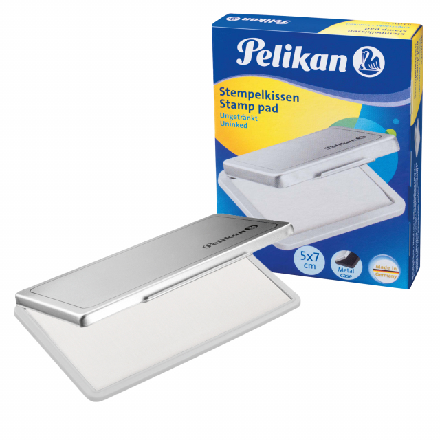 Cuscinetti per timbri in scatola in metallo. Adatti per timbri in gomma. Facili e rapidi da reinchiostrare.