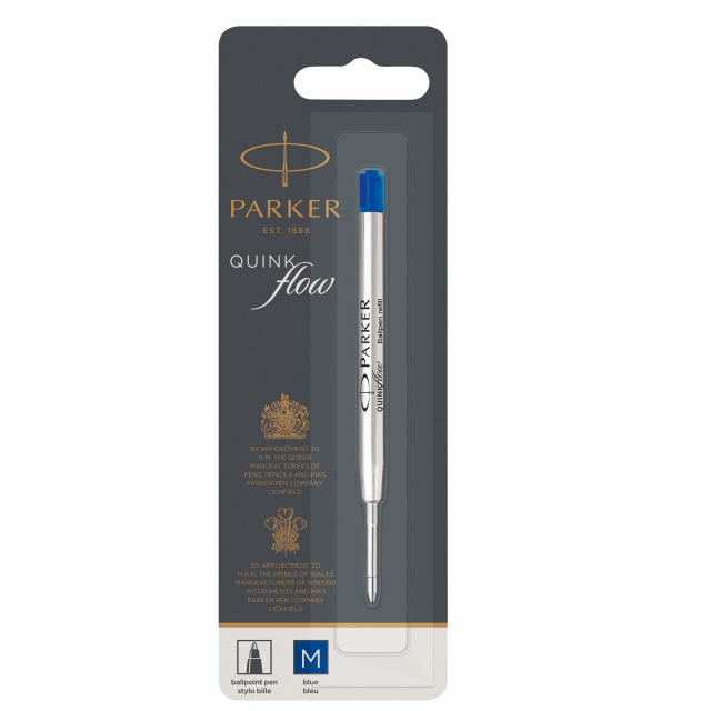 Refill standard con inchiostro liquido con brevettto Quinkflow con punta a sfera
Lunghezza 97mm