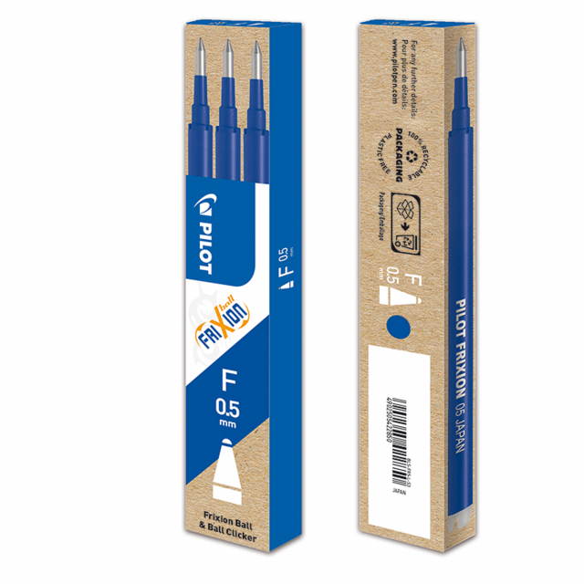 Set 3 Refill per FRIXION clicker.
Punta 0,5mm. Colore: blu.