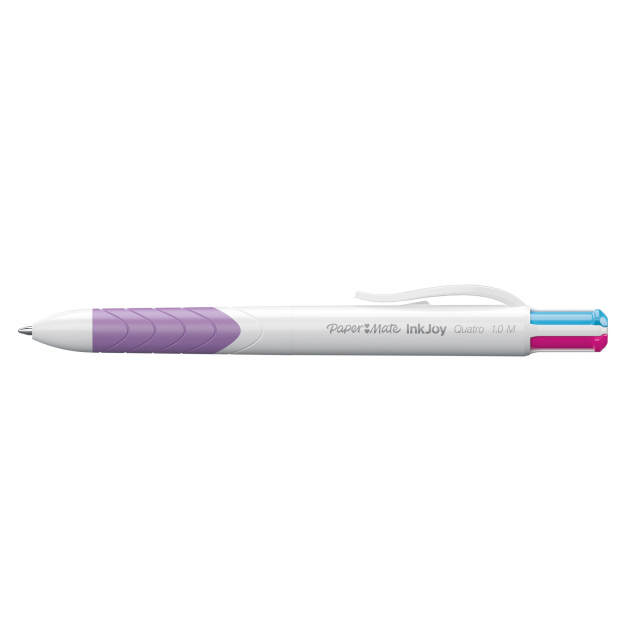 La classica Inkjoy nella versione 4 colori. L'inchiostro InkJoy garantisce un avvio immediato senza interruzioni. Ampi pulsanti a scatto. Elegante design con morbida impugnatura.
Punta 1,0mm. Colori: rosa, verde chiaro, viola, turchese.
Confezione 12 pezz