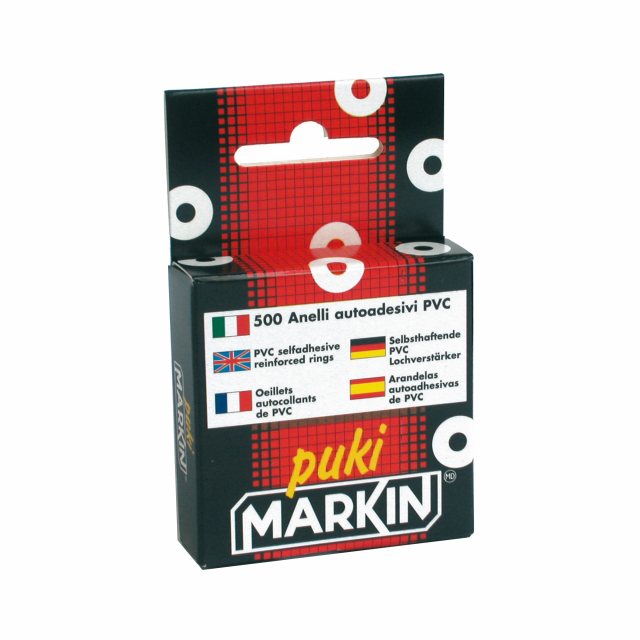 dispenser da 500 ANELLi RINFORZAFORO IN POLIESTERE AUTOADESIVA TRASPARENTE. dimensioni l 93 x b 56 x p 17mm Peso 22gr GARANZIA 2 ANNI