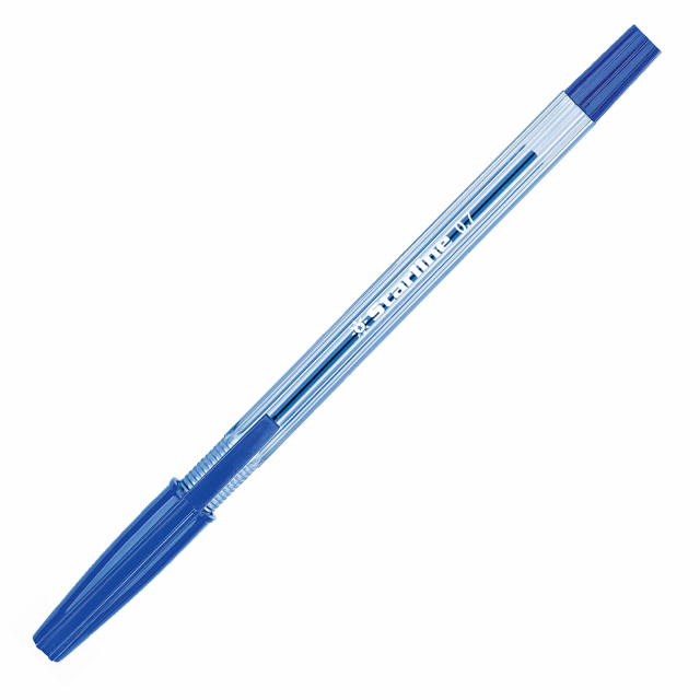 Penna a sfera STARLINE economica di ottima qualità. Fusto trasparente per il controllo del livello di inchiostro. Cappuccio e tappino nel colore dell’inchiostro. Punta fine 0,7mm. Colore: blu.