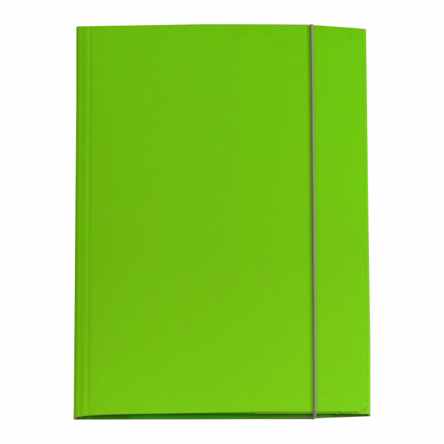 Cartella a 3 lembi Starline in cartone plastificato dai colori brillanti. Dorso cordonato. Chiusura con elastico di colore grigio chiaro. Struttura in cartoncino 600g/m² rivestito da una pellicola lucida in PP. Robusta e resistente ideale per conservare,