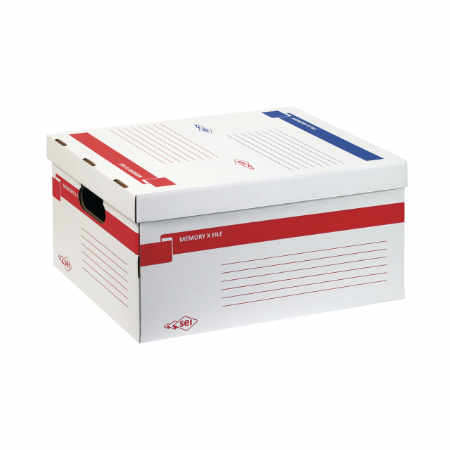 Contenitori in cartone riciclato al 90% rivestito in kraf bianco con coperchio a cappello. La speciale struttura ad alta resistenza permette la sovrapposizione fino a 6 contenitori. Montaggio automatico e maniglie laterali per facilitare il trasporto. Sta