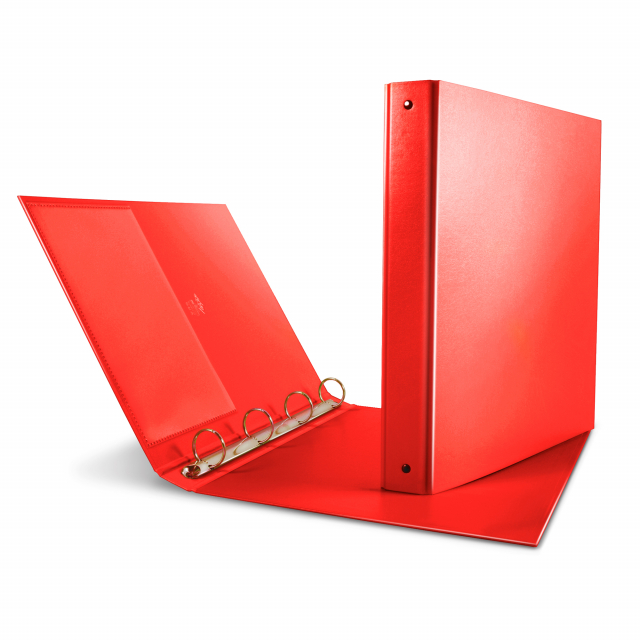 Raccoglitore in Stratopan®-P (cartone interamente rivestito in polipropilene) con tasca interna e meccanismo a 4 anelli a Q Ideale per la scuola e per l'ufficio. Formato esterno: 275x320 mm. Formato contenuto: 220x300 mm (A4). Dorso: 65 mm