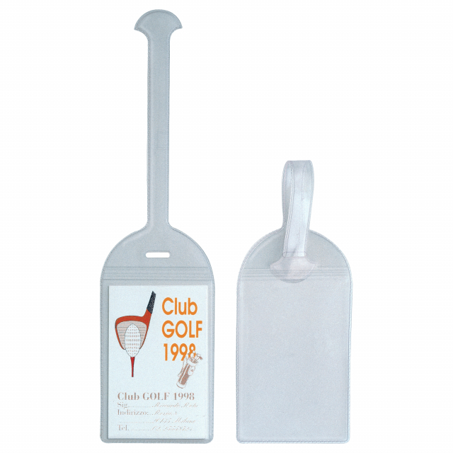 Aggancio resistente in plastica antigelo. Con cartellino in cartoncino.Una tasca.