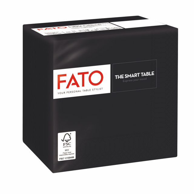 Confezione da 100 tovaglioli di carta 24x24cm. 2 Veli. Colore: nero