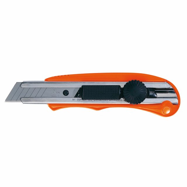 Cutter da lavoro ergonomico per lavori pesanti. Lama autorientrante per la massima sicurezza. Dotato di spezzalama e lama di ricambio tagliaregge. Ideale in magazzino.
