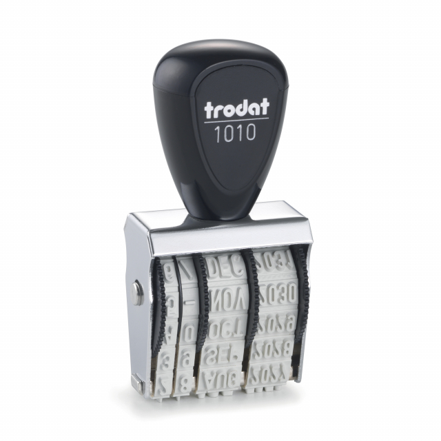 Timbro datario manuali in gomma. Semplice regolazione della data.  Altezza carattere 4mm. Da usare con cuscinetto per timbri.