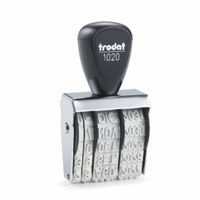 Datari manuali in gomma. Semplice regolazione della data. Da usare con cuscinetto per timbri supplementare. Altezza carattere 5mm.