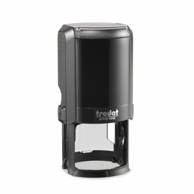 Timbro autoinchiostrante con piastra rotonda personalizzabile. Diametro 42mm. Tampone ricambio 6/4642