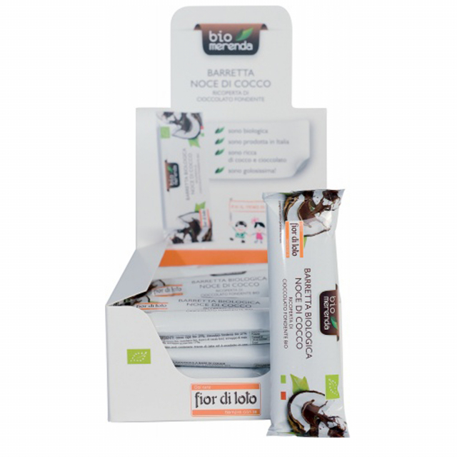 La soluzione comoda e tascabile per una pausa bio. Materie prime biologiche di alta qualità e ricetta corta sono i segreti per un goloso e sano spuntino per grandi e piccini. Ingredienti: Cocco rapè 39%, cioccolato fondente 27% (pasta di cacao, zucchero, 