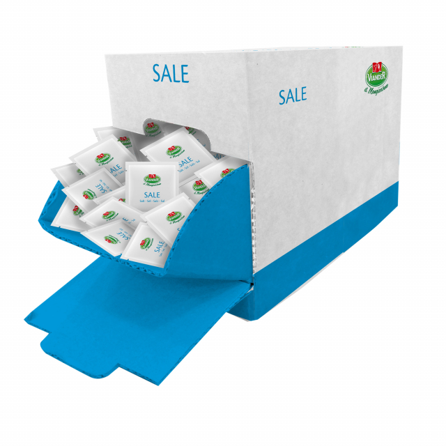 Bocca di leone contenente 500 bustine monodose di sale  da 2gr l'una