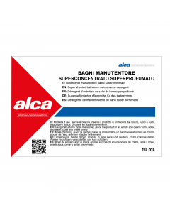 BUSTINA 50ml Manutentore Bagni superprofumato. Miscela concentrata di tensioattivi e cosolventi confezionata in bustine monouso per ottenere una soluzione da 750 mL pronta all'uso. Idonea alla pulizia quotidiana dei bagni.