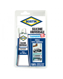 Silicone universale trasparente a base acetic ed elevata elasticità, resistente alla muffa e ai detersivi domestici ed industriali. Adatto per la sigillatura di superfici non porose come vetri, infissi in legno ed alluminio, sanitari, ecc.