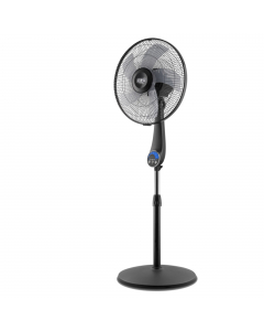 Ventilatore da terra a 5 velocità. Oscillazione orizzontale. Diamentro pale 40cm. Con pannello di controllo: le spie LED blu consentono una visualizzazione rapida delle impostazioni settate. Sul retro del ventilatore è presente un alloggio per il  telecom