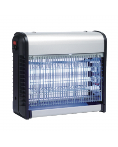 Le lampade LED di ZanzaZap costituiscono un attrattivo irresistibile per gli insetti volanti attivi nelle ore serali e notturne. 
Alimentazione 230V. Consumo 18 Watt. Scarica elettrica 2500 Volt. 
Area di copertyra max 100mq.
Misure: 36,4x27,7x9,6cm.
Attr
