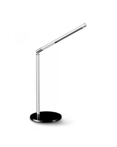 Lampada a led xxw. struttura in alluminio e acciaio 100% riciclabile. Base extra sottile e interruttore in testa allo stelo. Braccio regolabile. Classificazione energetica: G