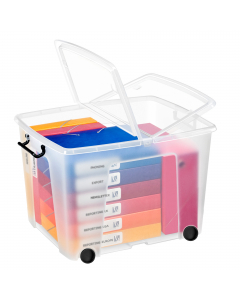 Contenitori multiuso in plastica trasparente ideali per riordinare e archiviare in modo intelligente e pratico. Dotati di maniglie a clip e di coperchio pieghevole per permettere l'accesso al contenuto anche quando fissato sul contenitore. Molto robusti e