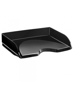 Vaschette pratiche e robuste ad apertura frontale. Impilabili verticalmente o a scalare. Struttura in polistirene antiurto realizzata con materiale riciclato al 100%. Dimensioni: 26x35,1x6,9cm.