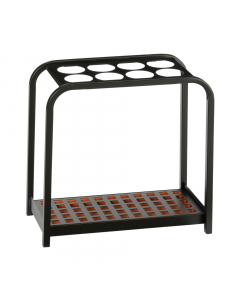 Portaombrelli a 8 posti, ideale negli ingressi e nelle sale d'attesa. Struttura in acciaio verniciato a polveri epossidiche. Bacinella di recuparo asportabile. Dimensioni: 52x26cm - h 54cm. Si consiglia di pulire la superficie con un panno morbido, imbevu